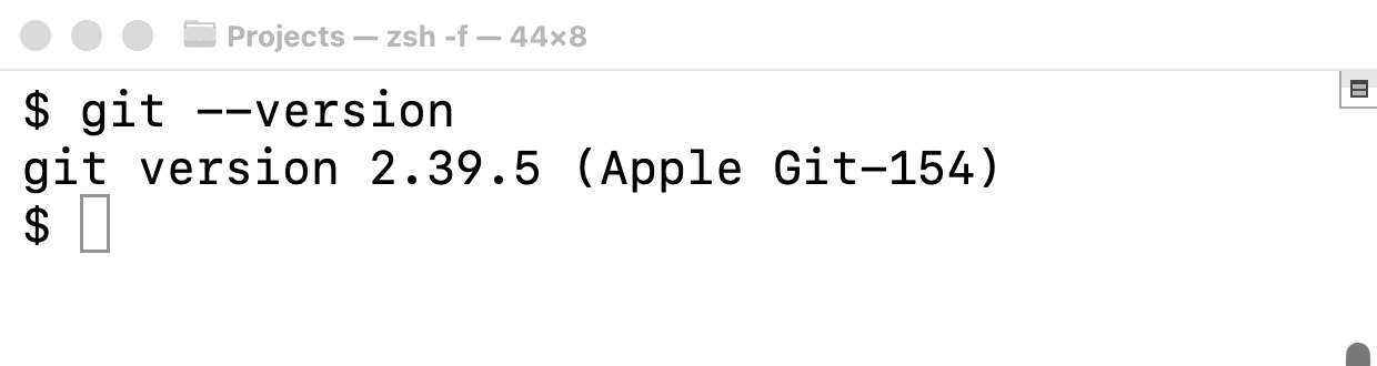 맥 터미널에 git --version을 치자 git version 2.39.5 (Apple Git-154)라는 버전 번호가 나온 화면